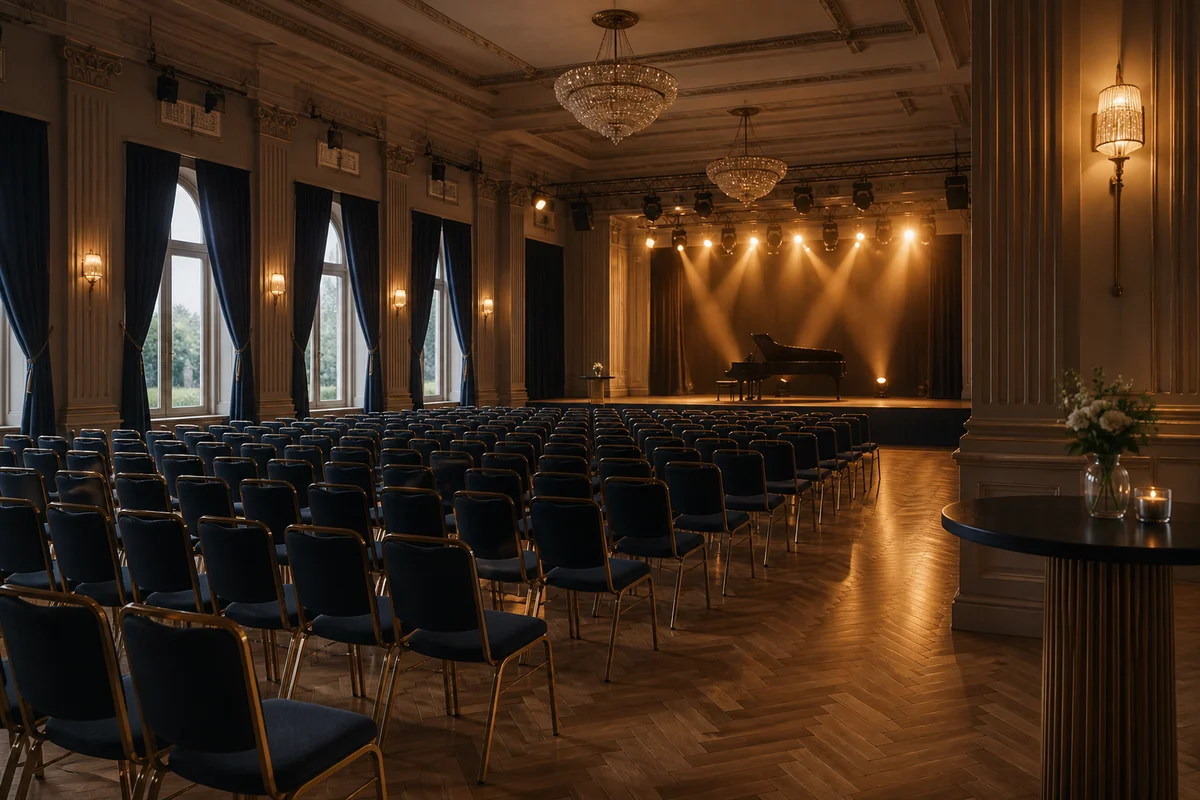 Vor dem Einlass: der Technik- und Ablaufcheck im leeren Saal